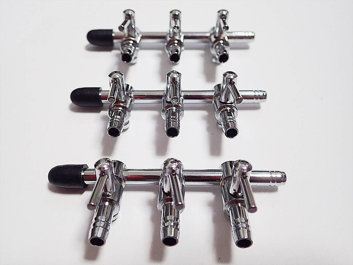 【送料込】エアーコック 3分岐管 3個   即決 シュリンプ・メダカ水槽のエアー分岐用に 内径4mmのチューブで接続可 一方コック3連拍卖