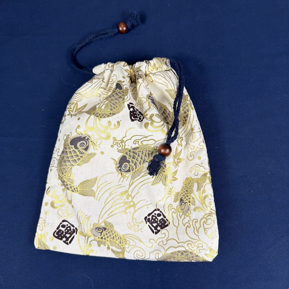 巾着袋 和柄 金色 コイ拍卖