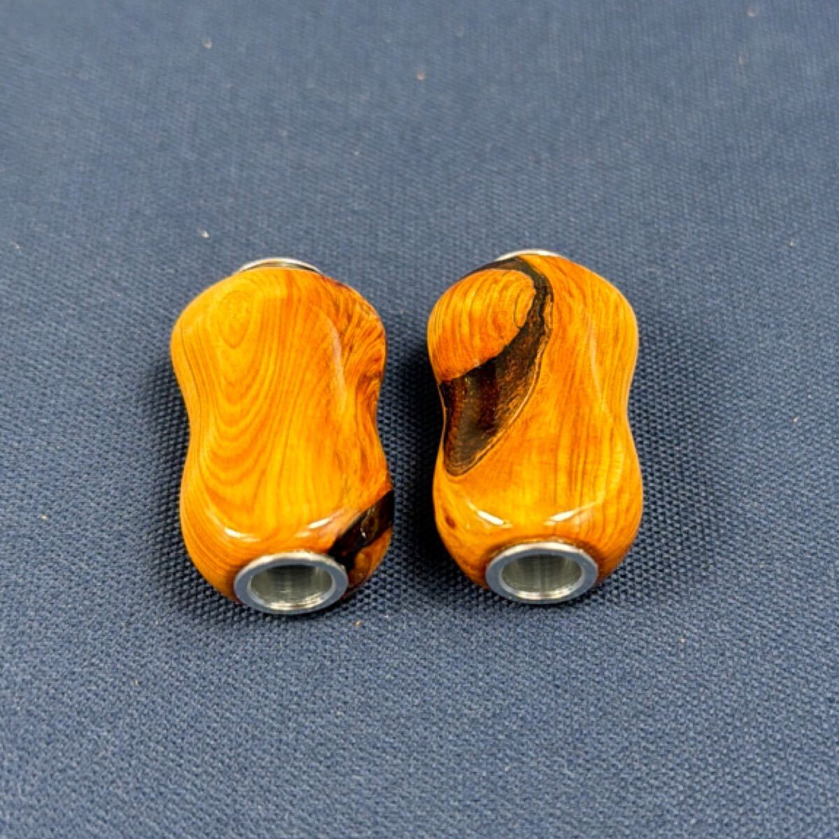 ★崖柏★天然木 ハンドルノブ 2点セット シマノ.ダイワ通用 ネジ調整品付 JZYBW341拍卖