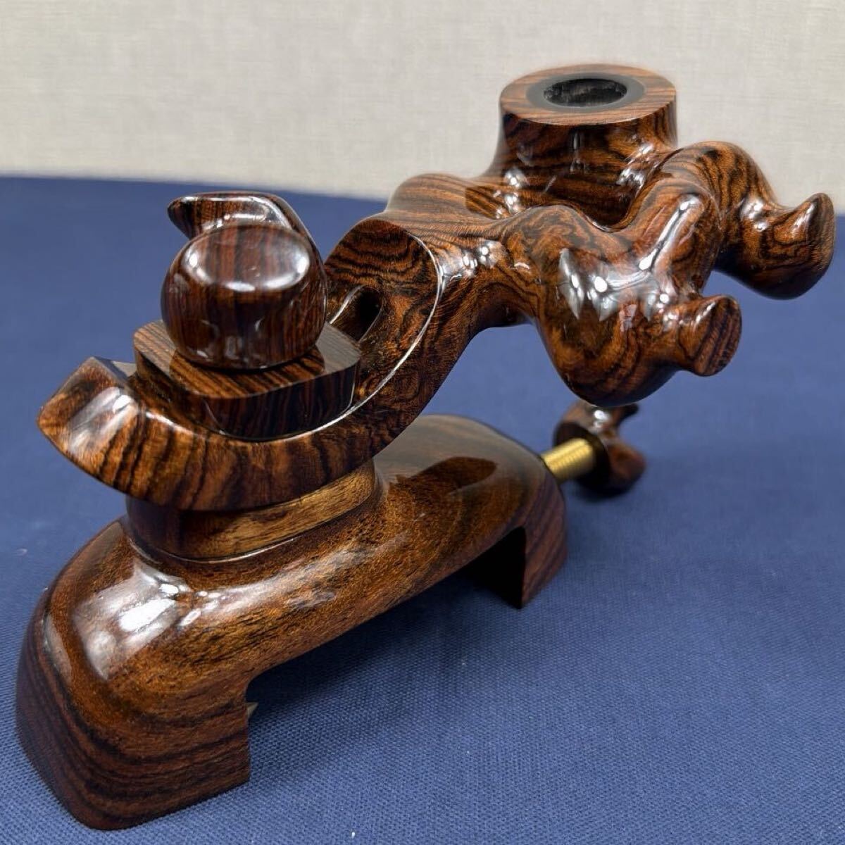 ★黄金柿木★虎型★へら用品 天然木 弓型玉置万力 竿受あり ヘラブナ 万力拍卖