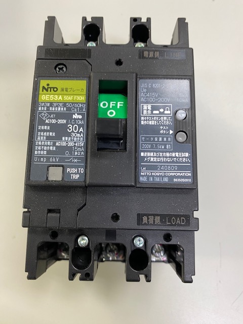 日東 漏電ブレーカーGE53A 3P30A 30mA拍卖