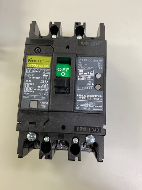 日東 漏電ブレーカーGE53A 3P40A 30mA拍卖