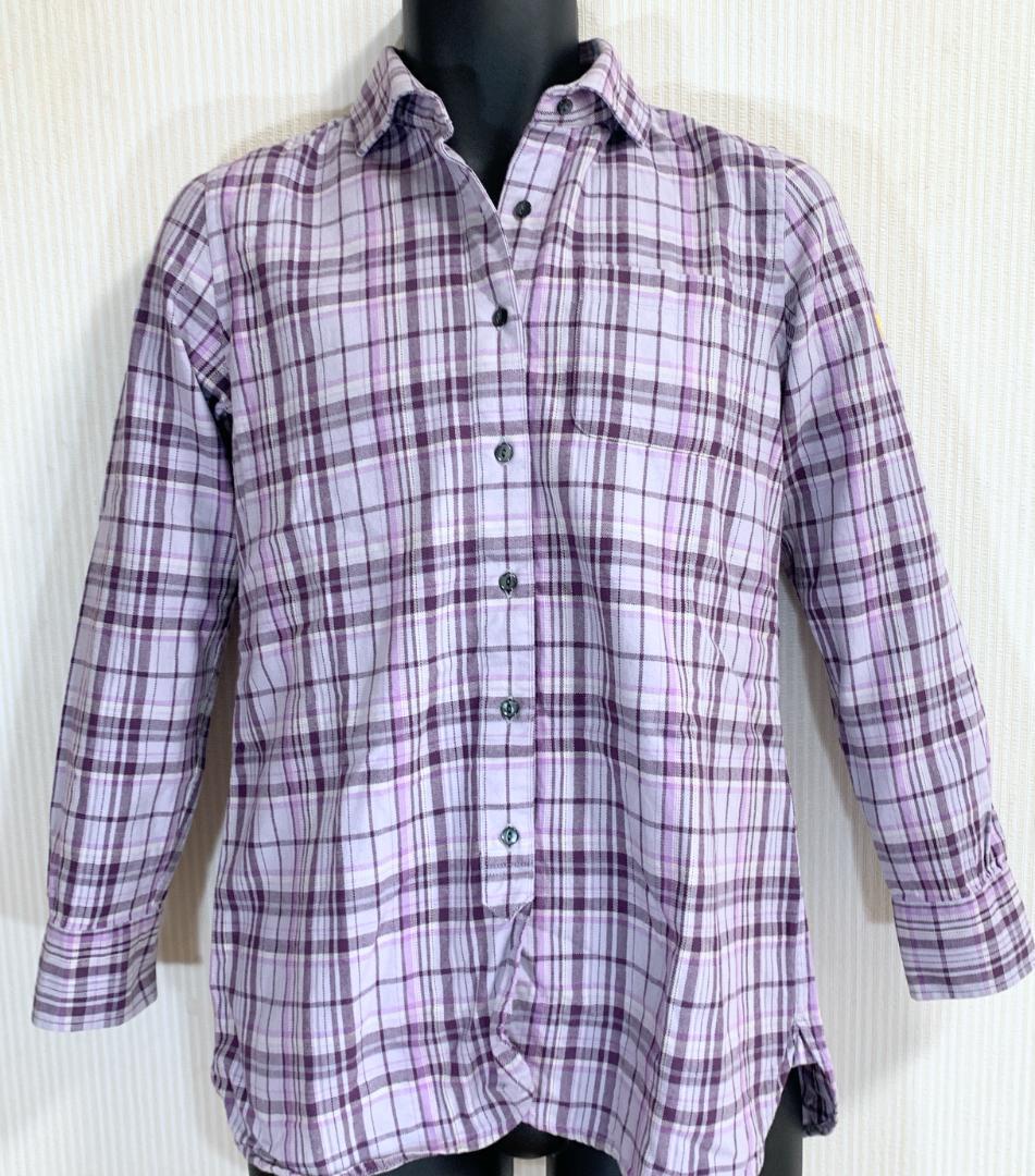 M 古着 美品 ウエスタンチェックシャツ うすパープル アメカジ ジーンズ 男子拍卖