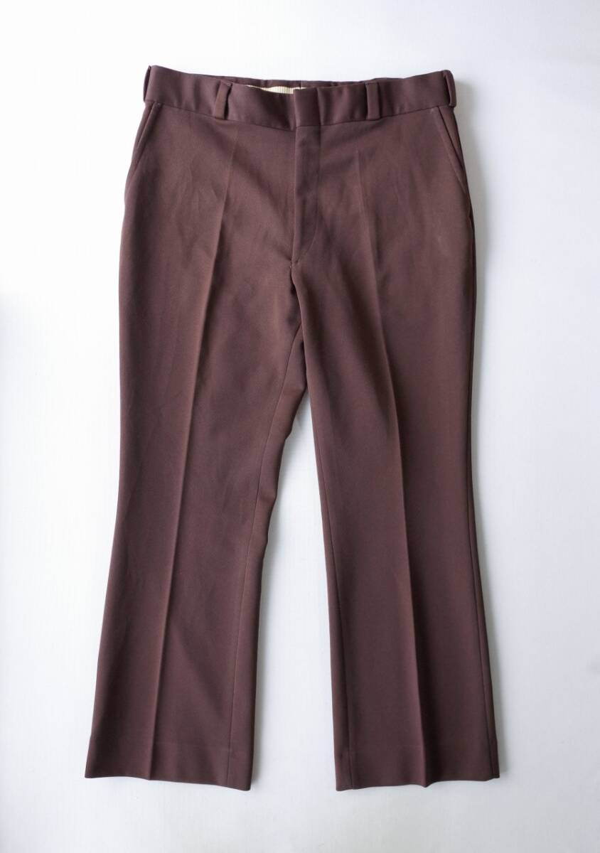 80's ビンテージ スラックスパンツ ややブーツカット・フレア ブラウン系 TALONジッパー アンティーク USA古着拍卖
