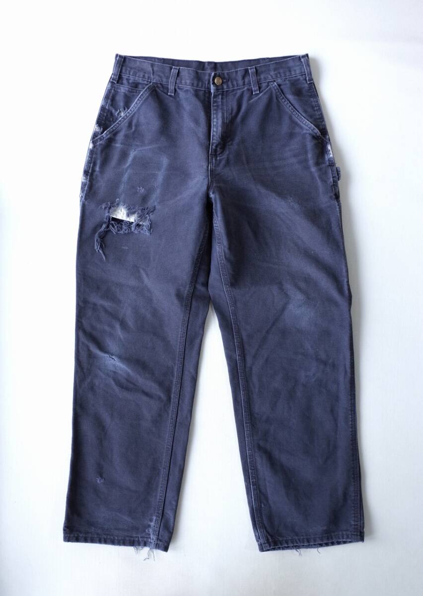 Carhartt カーハート ダック ペインターパンツ W32 × L30 フェード感 ネイビー 紺色 ワーク USA古着拍卖