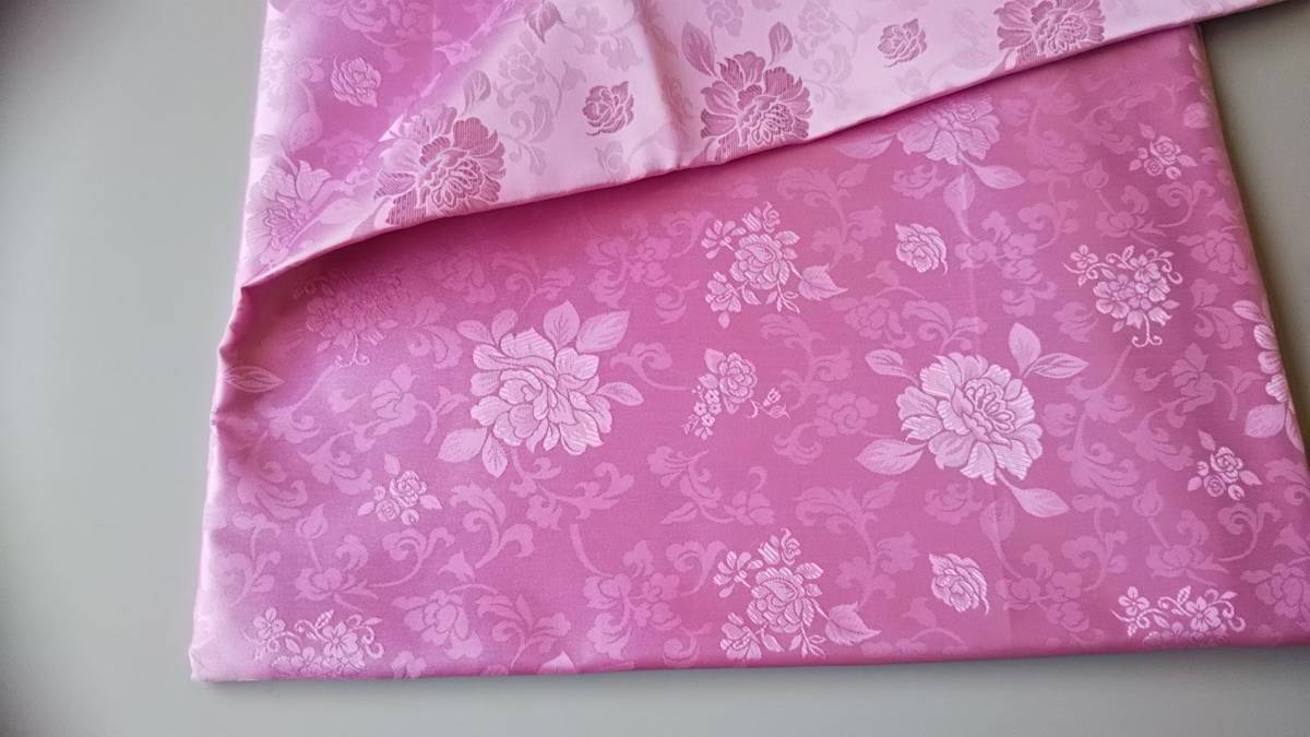 韓国布(チマチョゴリ)ハギレ タン 桃色 P SILK100% まとめて決済&配送可拍卖