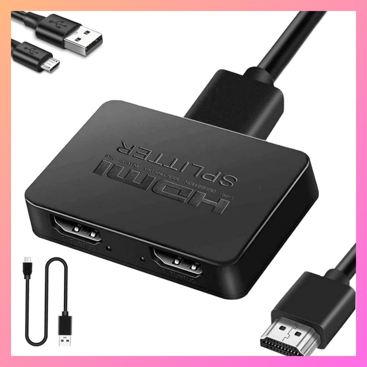 HDMI 分配器 1入力2出力【4K 60Hz安定版】HDMI スプリッター 2画面 同時出力 3D拍卖