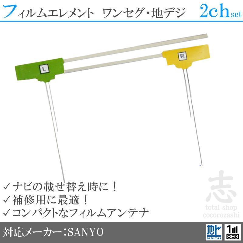 サンヨー SANYO NVA-GS1609FT 地デジアンテナ フィルムアンテナ 2CH L型 フィルムエレメント 載せ替え 補修用 2枚set 送無拍卖