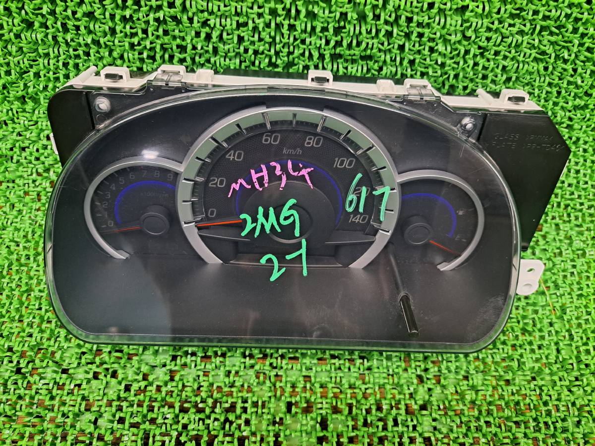 2-1 ワゴンR フレア MH34S MJ34S 純正 スピードメーター メーターパネル 速度計 計器 走行距離不明 34100-72MG2拍卖