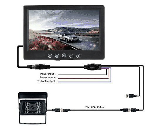 9インチモニター+ バックカメラ 12V 24V対応 バックカメラセット+一体型20Mケーブル トラック、バス、重機等対応◇ORG-CMN90PROSET拍卖