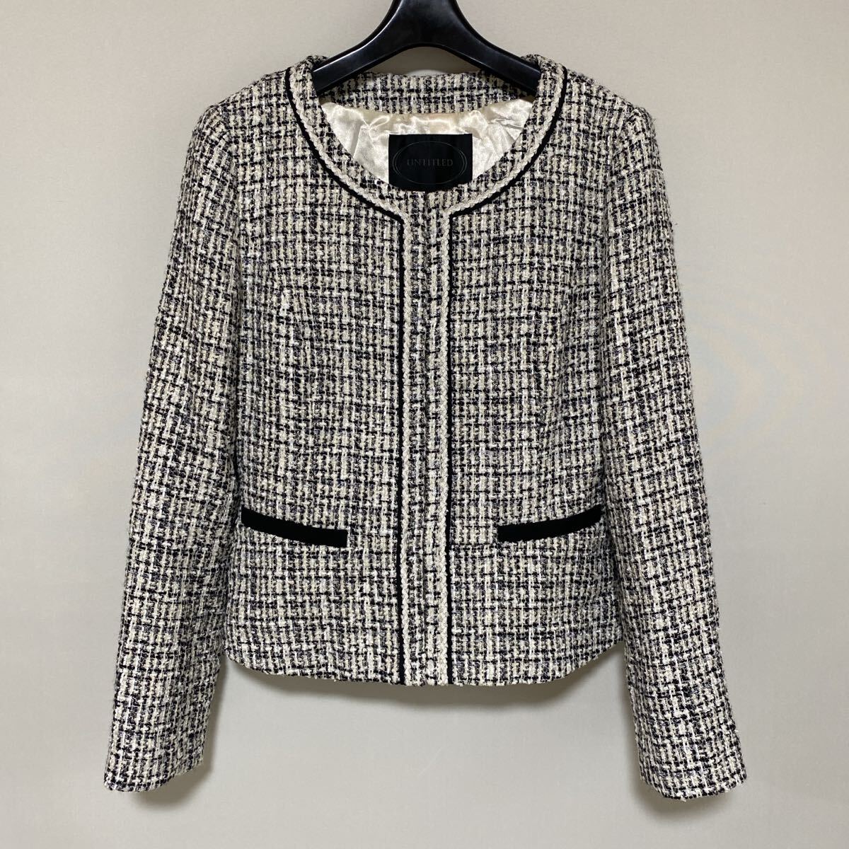 アンタイトル ノーカラー ジャケット 3 ツイード ラメ入り 秋冬 DMW拍卖