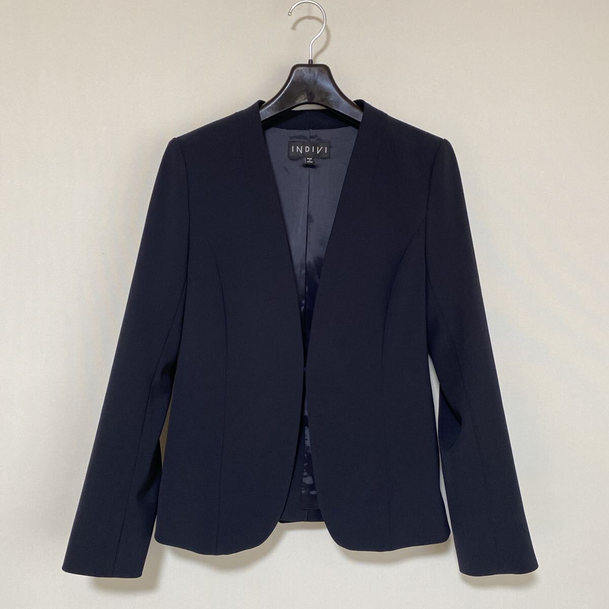 インディヴィ ノーカラー Vカラー ジャケット 05 ストレッチ DMW拍卖