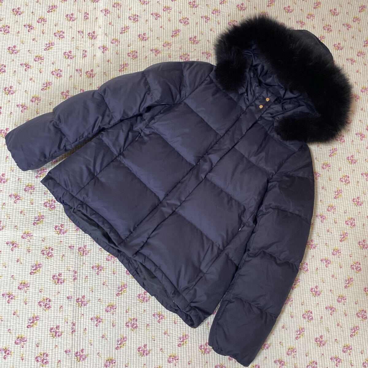 グリーンレーベル ダウン80% ショートダウンコート 暖かい ネイビー DMW拍卖