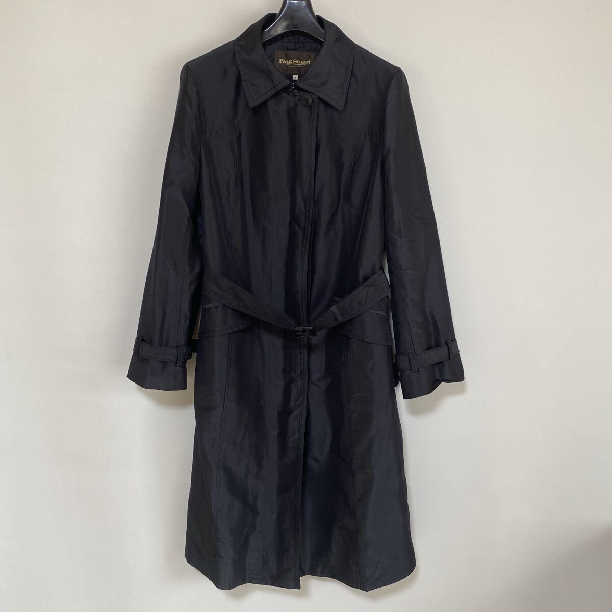 ポールスチュアート トレンチコート 6 絹 シルク100% 黒 ブラック DMW拍卖