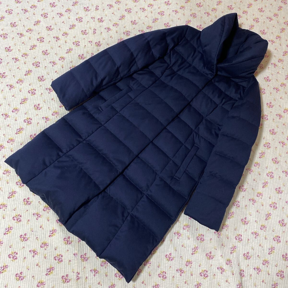 シップス ダウン90% ダウンロングコート M 濃紺 ネイビー 暖かい DMW拍卖