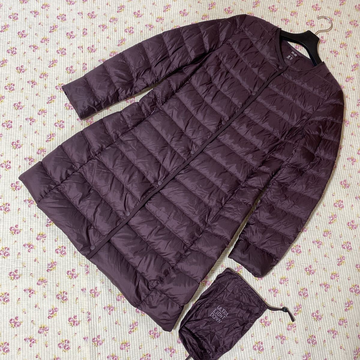 ユニクロ ウルトラライトダウン ロングコート パープル M 2WAY DMW拍卖