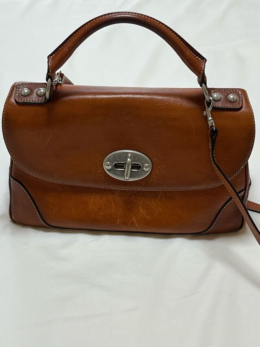 イタリア製 Pratesi 本革ハンドバッグ ショルダーバッグ ガルファニャーナ コニャック系拍卖