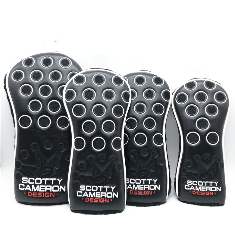 スコッティキャメロン★ウッド用カバー1W・3W・5W・ UT・4点セット★CROWN 黒×白拍卖