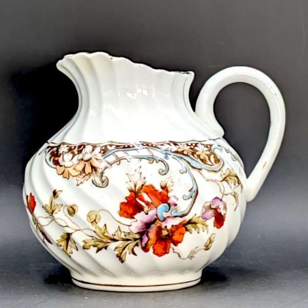 【淡きターコイズが彩る金彩美】Aynsley エインズレイ オレンジ ライラック 優美な花々 クリーマー 英国アンティーク拍卖