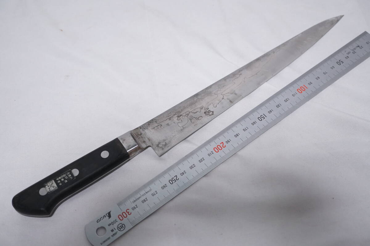 【クキ1】 隆久 日本鋼 両刃 筋引き 刃渡り約250mm 研ぎ済み 【送料¥185】拍卖