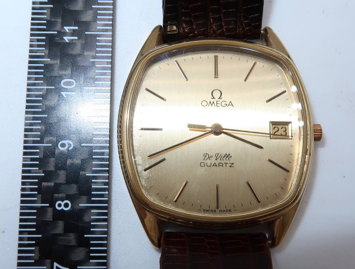 ★☆OMEGA オメガ DE VILLE デビル 1332 QUARTZ クォーツ ゴールド文字盤 メンズ腕時計☆★拍卖