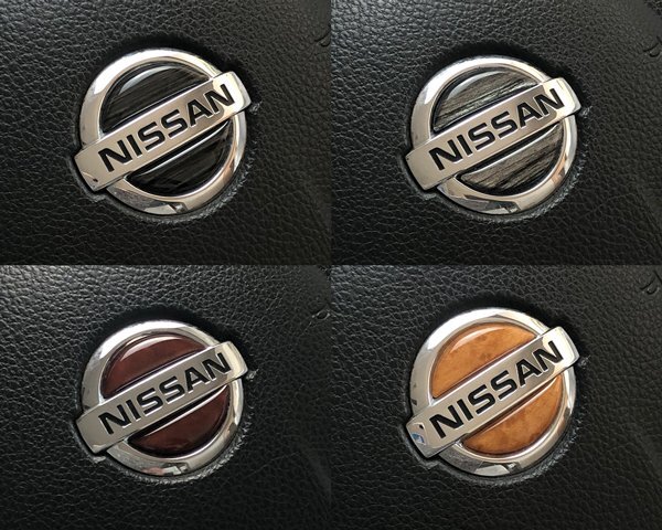 日産 ステアリング エンブレムシート ウッド SDH-N01 樹脂盛立体3D ハンドル 黒木目/銀木目/茶木目/ライト茶木目 ZEROWIN NISSAN 簡単取付拍卖