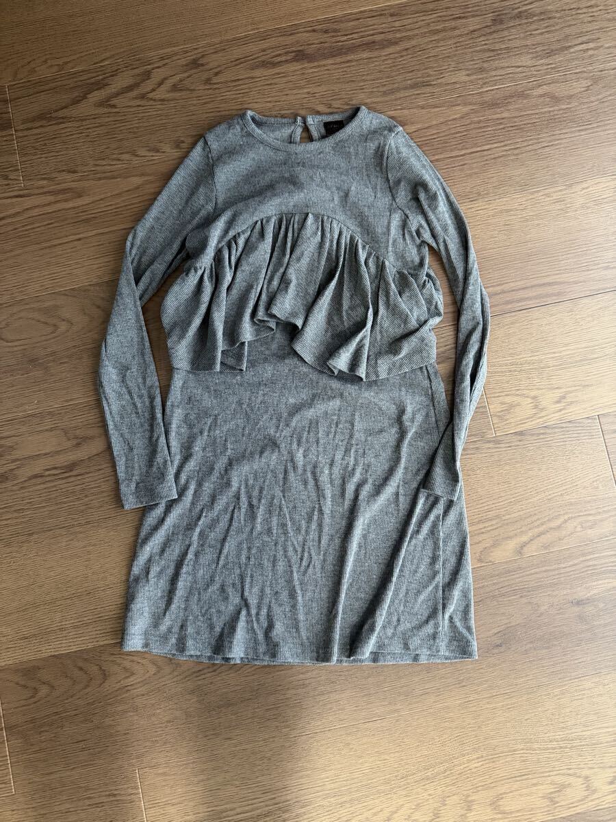 Roraフリルワンピース140サイズグレー双子②拍卖