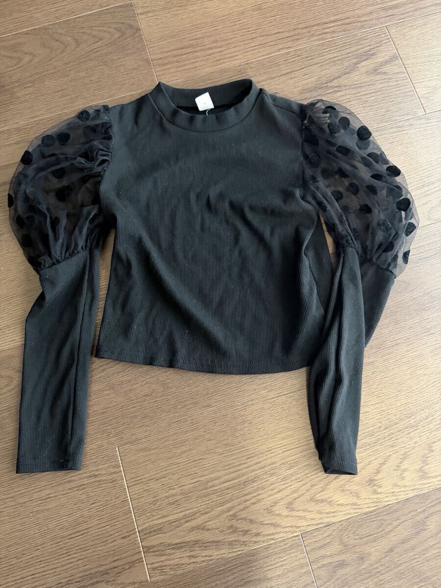 SHEIN パフスリーブ カットソー140サイズ双子②黒拍卖