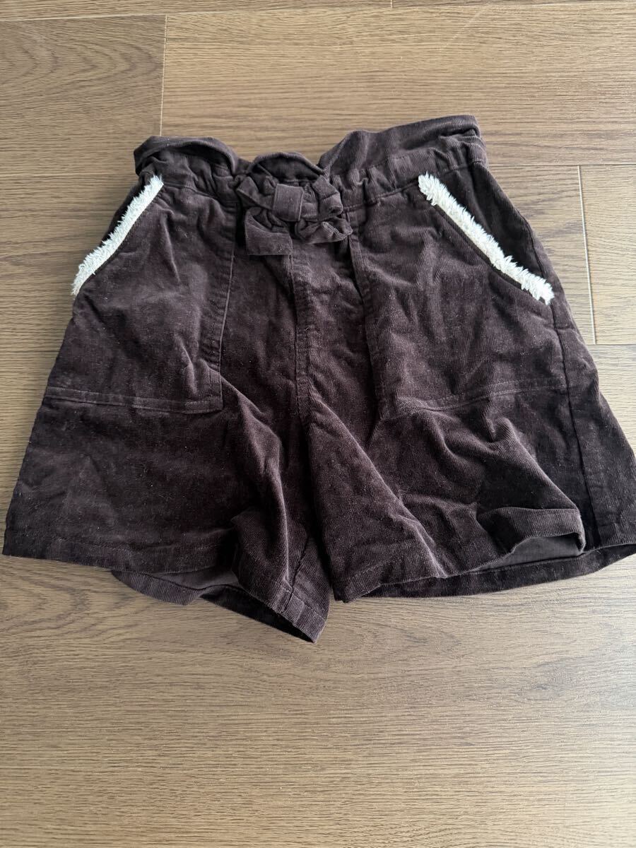 BeBeコーデュロイショートパンツ130ブラウン双子②拍卖