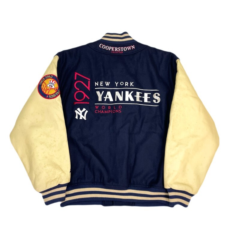 1990's~ 韓国製 COOPERSTOWN クーパーズタウン by STARTER ヤンキース 袖革 ボタンスタジャン (ビンテージ JH DESIGN レイダース JORDAN拍卖