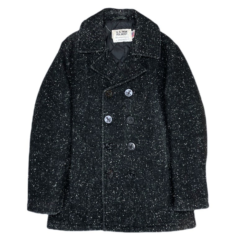 1990's~ USA製 ショット SCHOTT 柄入り 10ボタン Pコート (ビンテージ 米軍 ライダース カスリ アメリカ ピーコート ロカビリー 50s 拍卖