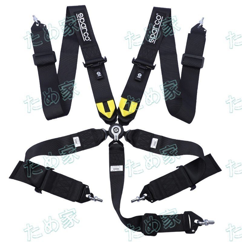 最新◆5点式 シートベルト SPARCO 2024年製 安全ベルト レース専用 腰ベルトアジャスター付 スパルコ 耐久レースに◆ブラック拍卖