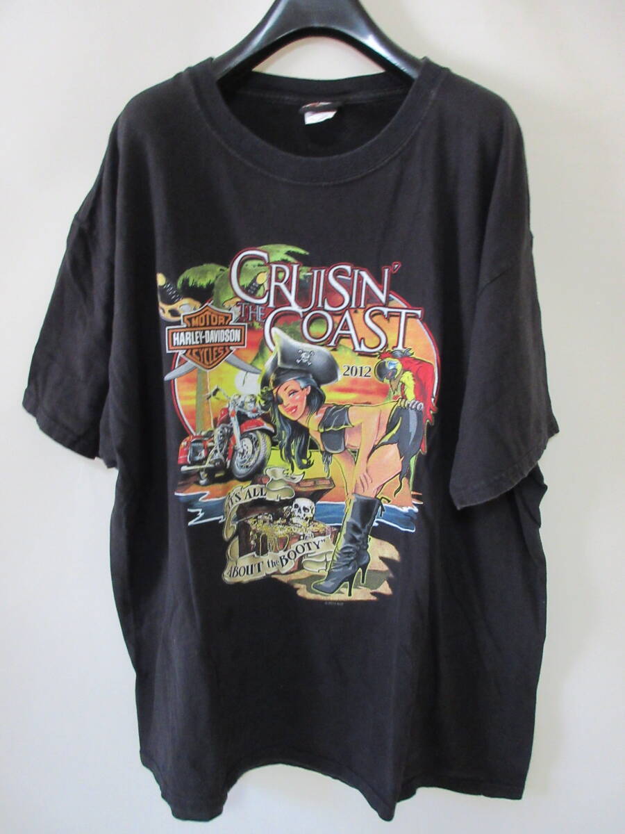 ハーレーダビッドソン CRUISIN COAST 2012 半袖 Tシャツ 黒 X-LARGE(B123)拍卖