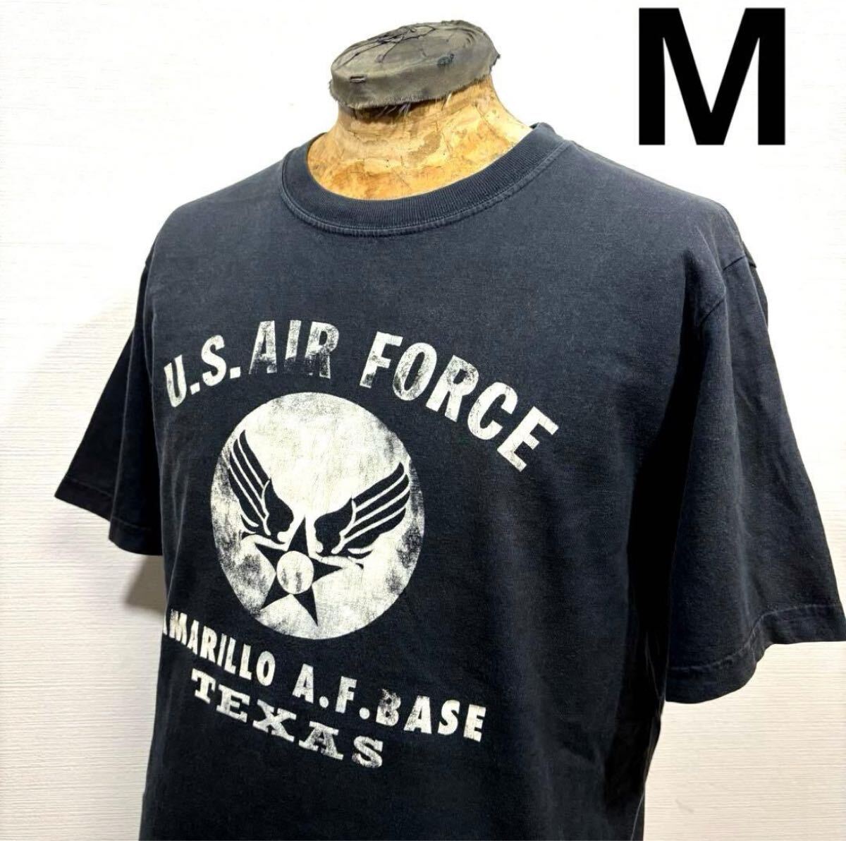 雰囲気抜群 M 良品 USA製 バズリクソン U.S. AIR FORCE Tシャツ 黒 東洋 バズリクソンズ 古着 アメリカ軍 ミリタリー拍卖
