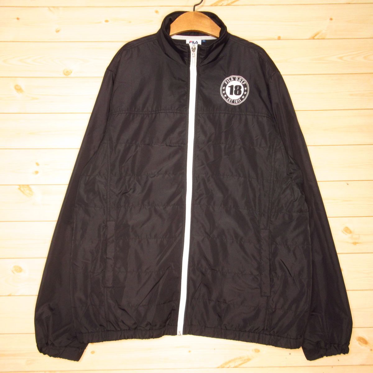 ◎極美品!FILA GOLF フィラ ゴルフ 中綿 ナイロンジャケット ジャンパー ブルゾン 防寒 保温 秋冬!メンズ 黒 XLサイズ◆AA2拍卖