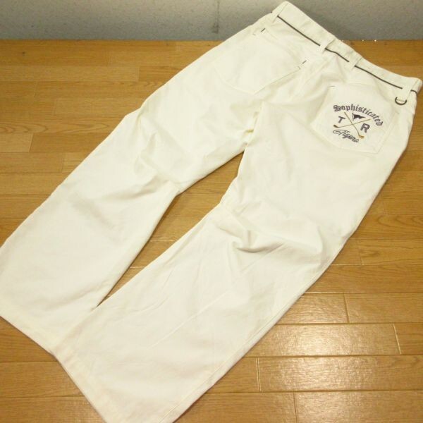 ◎美品!TIGORA GOLF ティゴラ TR-1P1009NT ゴルフパンツ ロング ストレッチ スラックス 刺繍デザイン メンズ 白 W79サイズ◆PA4134拍卖