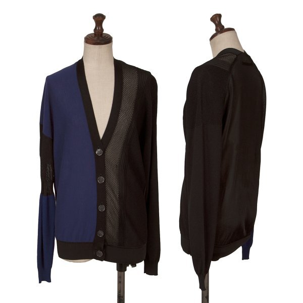 ジャンポールゴルチエJean Paul GAULTIER バイカラー編み替えニットカーディガン 黒紺M位拍卖