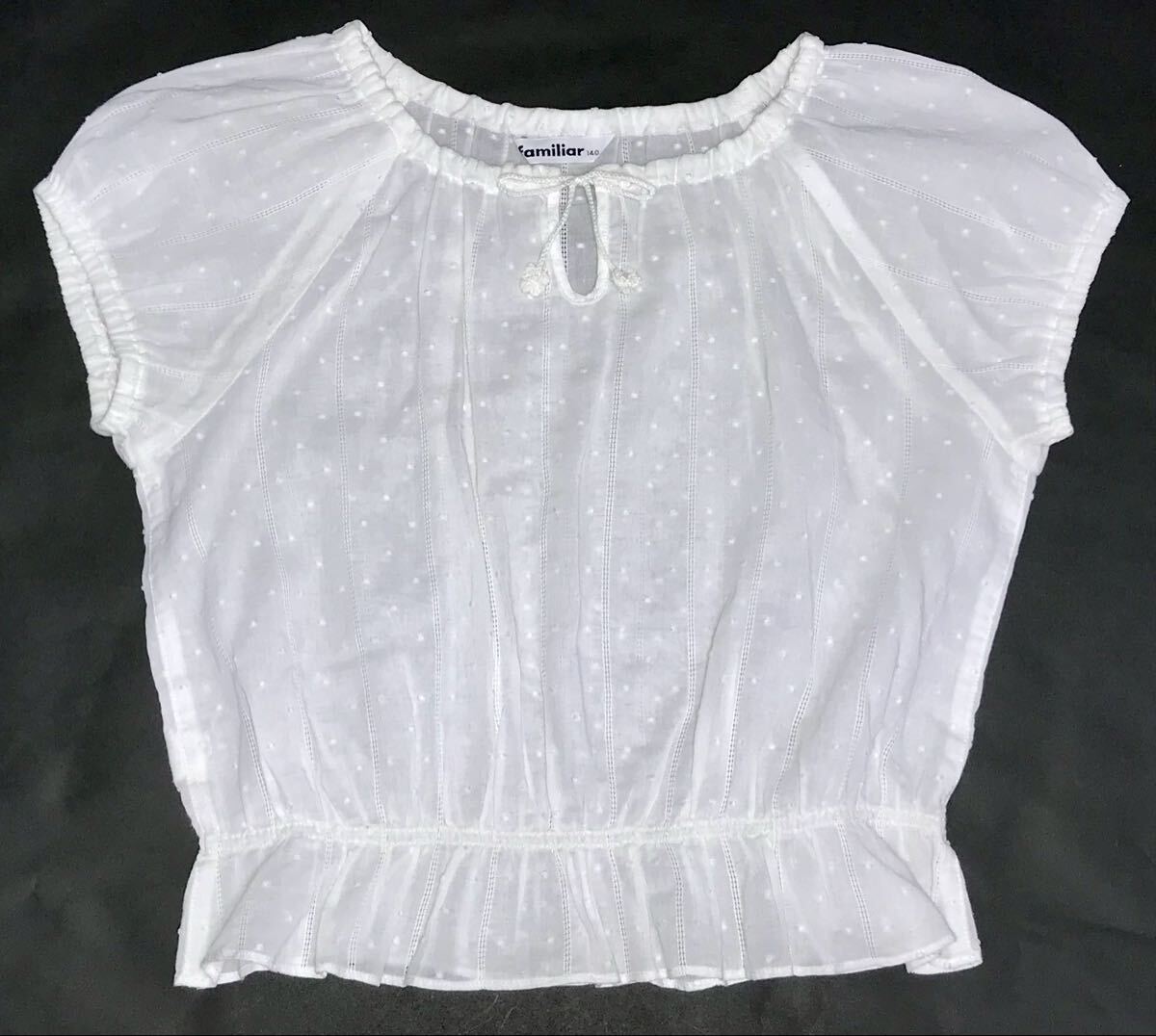 ファミリア★透かし模様トップス ドット模様 ブラウス 140cm 白拍卖