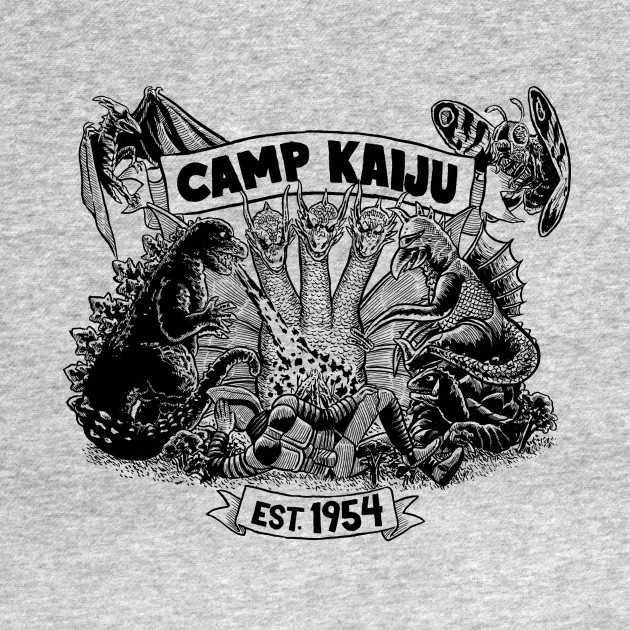 【Tシャツ】 CAMP KAIJU キャンプ怪獣 ゴジラ キングギドラ モスラ ガイガン 特撮 S/M/L/XL拍卖