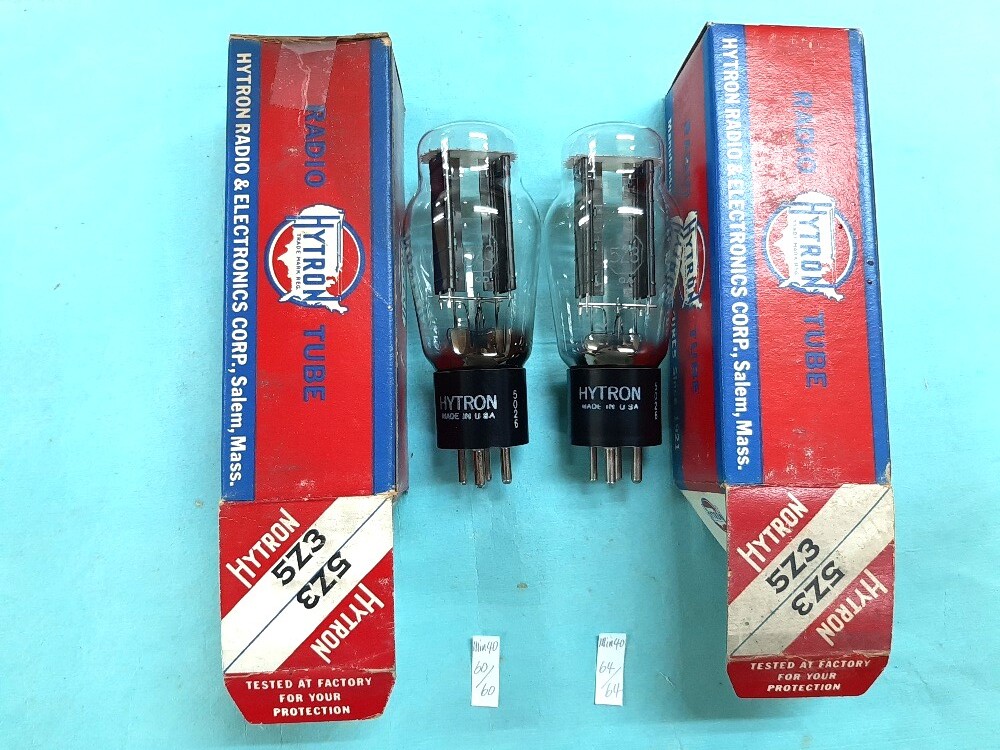 即決あり■未使用品■5Z3 HYTRON(ハイトロン) 化粧箱入り 直熱型両波整流管 2本組拍卖