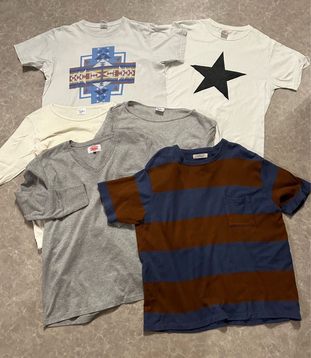 Tシャツ まとめ売り 6点 FRUIT OF THE LOOM ROUND HOUSE FAbRICES Miller USA インナー Mサイズ 古着 インポート メンズ ボーダー 7部丈拍卖