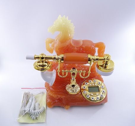 ★レトロ/ヴィンテージ【デッドストック/保管品】クラシックスタイル/馬/Horse/固定電話/コード付/工藝電話機★拍卖