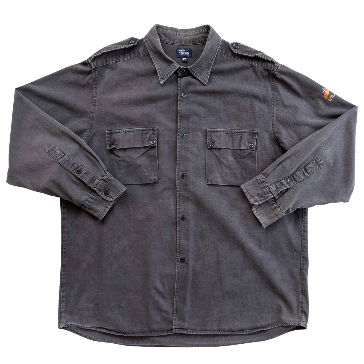 【Vintage】Stussy ミリタリーシャツ XL ブラック MADE IN USA オールド OLD拍卖