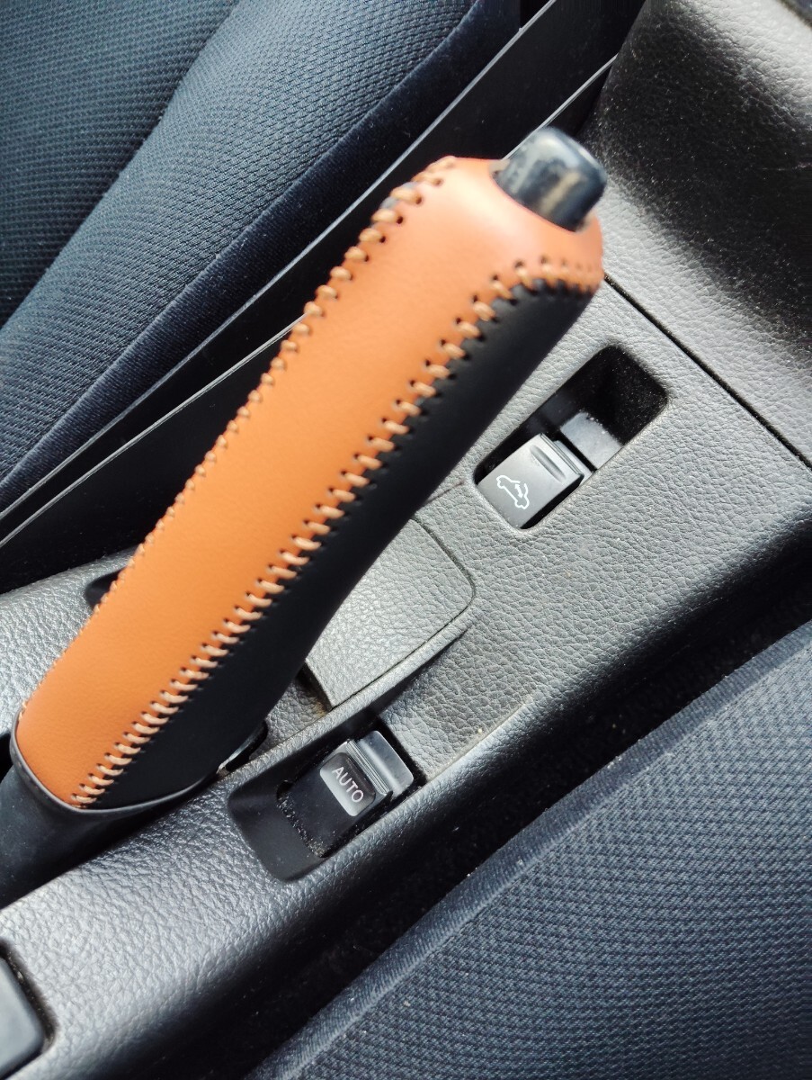 ● コペン L880K LA400 LA300S ● サイドブレーキ レザーカバー ブラウン 本革拍卖