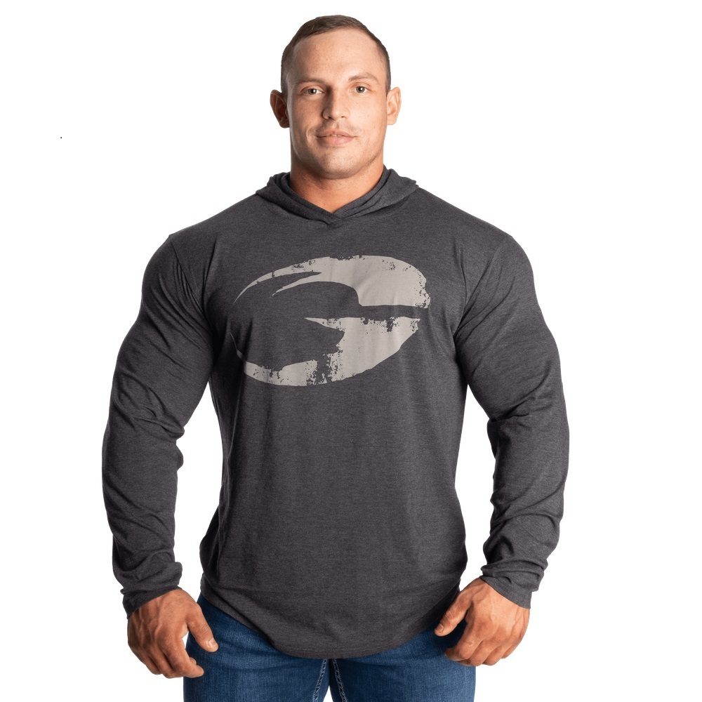 【メーカー直輸入正規品】 GASP ガスプ ギャスプ TITAN 長袖 フーディ Tシャツ サイズ:M ダークグレー★ ジムウェア/ボディビル/フィジーク拍卖