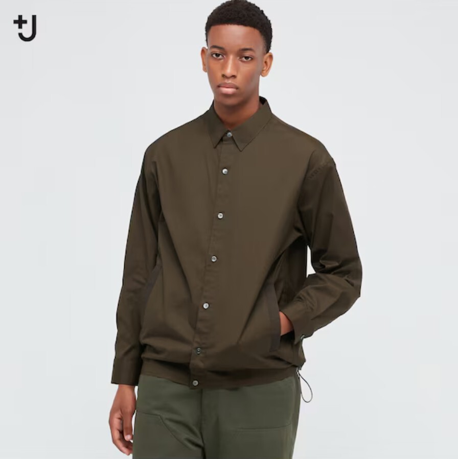 ☆UNIQLO + J オーバーサイズ シャツブルゾン オリーブ L 中古 ジルサンダー ユニクロ☆拍卖