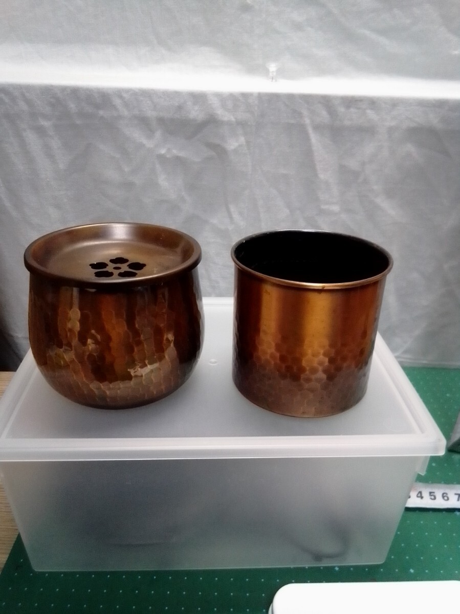 (a88)【銅製】英純堂 桃山古色 鎚起 建水 茶こぼし 茶道他、銅筒拍卖