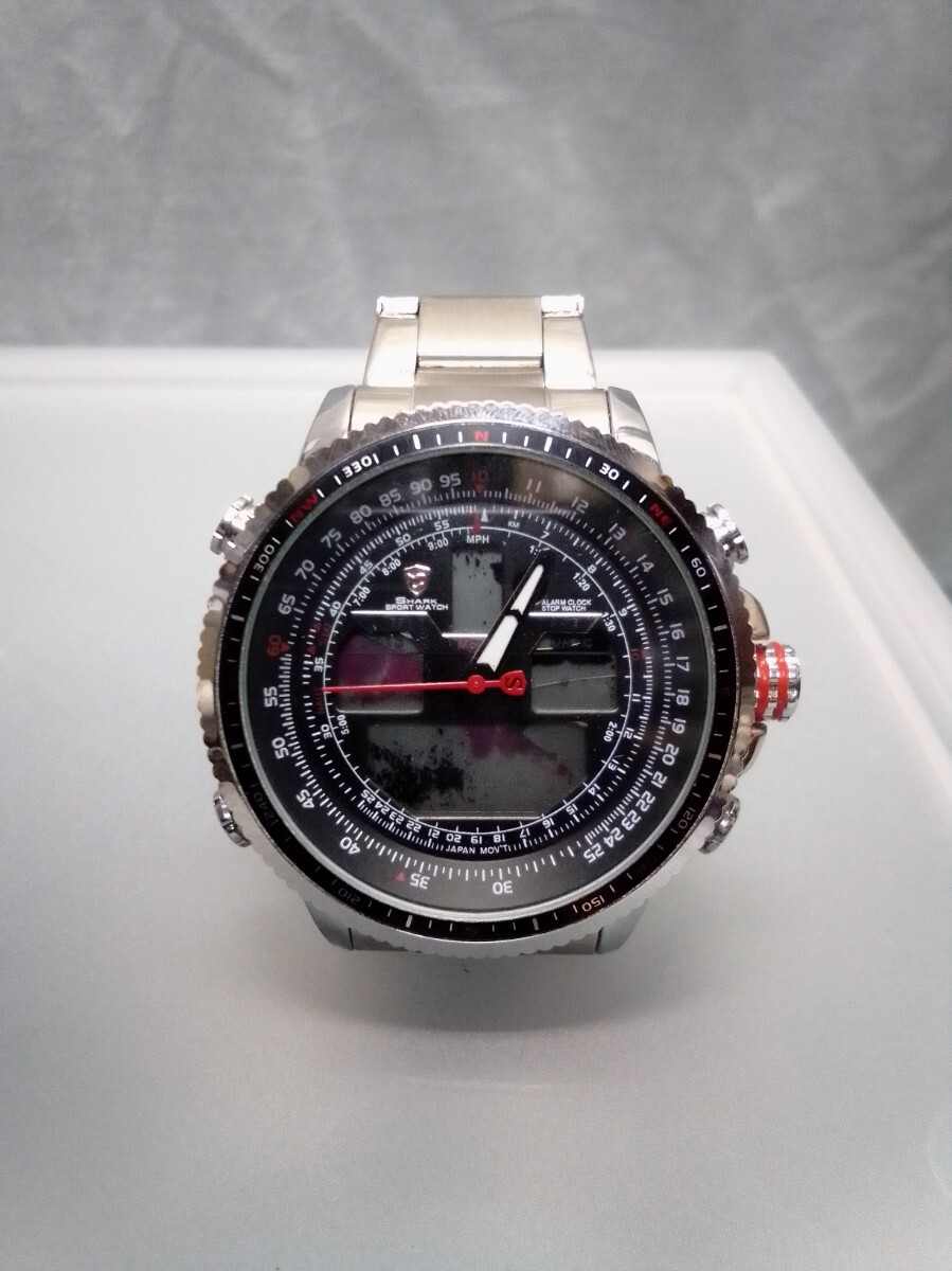 (a95) シャーク、sharkスポーツデジアナ腕時計(デジタル部ジャンク)拍卖