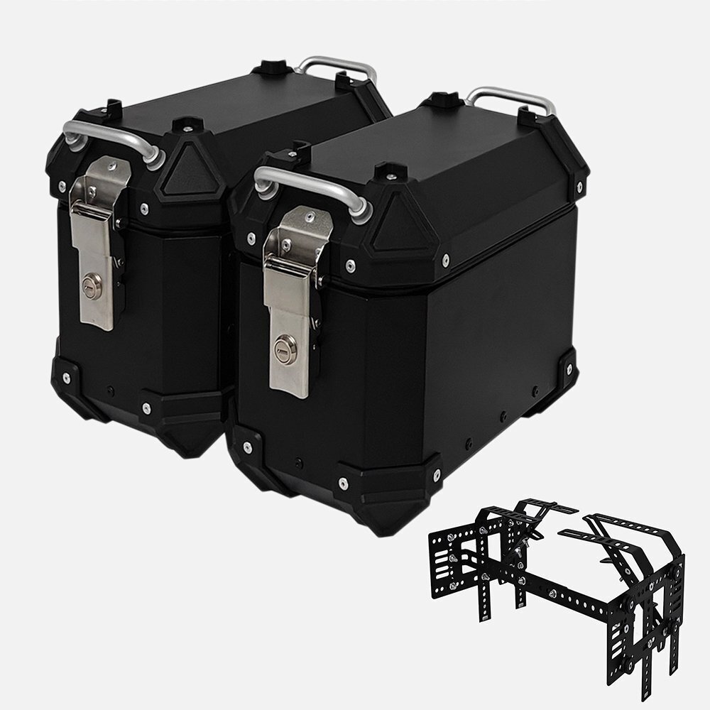 サイドボックス バイク用サイドケース 左右セット(片側16L) サ イドキャリア付き ルミ製 パニア ケース 鍵付き 防水 簡単脱着 黒拍卖