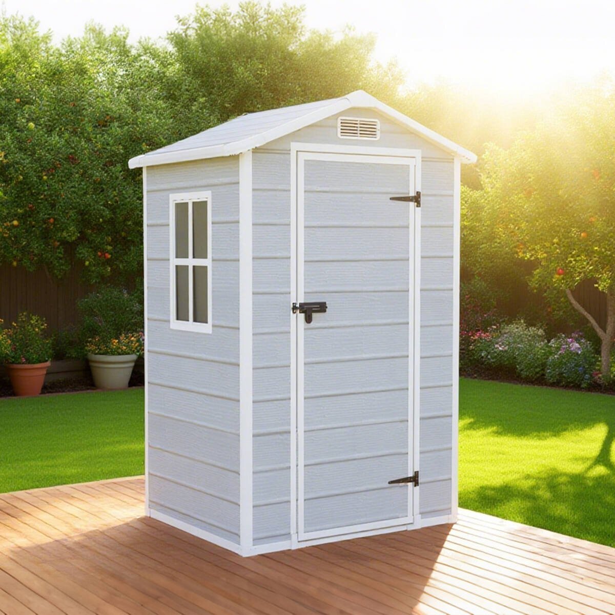 【1900L】樹脂製物置 屋外 大型 倉庫 大型物置 戸外収納庫 物置 防水/耐侯 収納可能 ガーデン/庭/田畑/農場 頑丈 大容量 窓付き おしゃれ拍卖